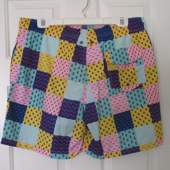 Charleston Threads Mens Fully Lined Multicolor Patchwork Swim Trunk-32W-36W or M - Picture 3 of 6